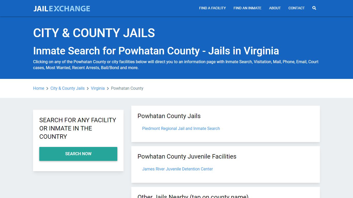 Inmate Search for Powhatan County | Jails in Virginia - Jail Exchange