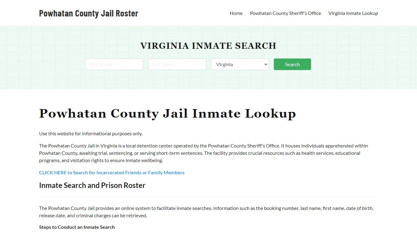 Powhatan County Jail Roster Lookup, VA, Inmate Search